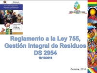 Reglamento a la Ley 755, Gestión Integral de Residuos DS 2954